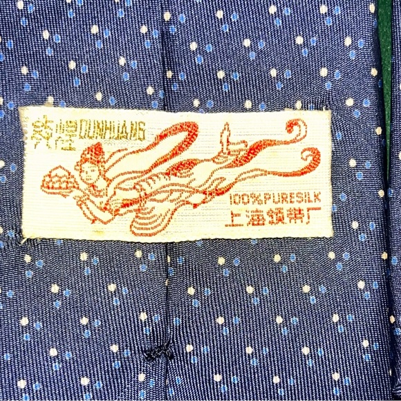 Blue Pure Silk Vintage Dunhuang Neck Tie - Picture 4 of 4